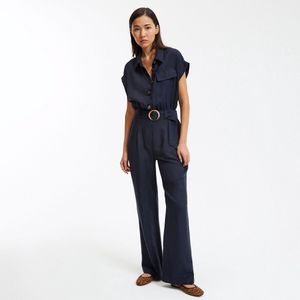 Jumpsuit in lyocell/linnen, Signature ENEA LA REDOUTE COLLECTIONS. Tencel/lyocell materiaal. Maten 40 FR - 38 EU. Blauw kleur