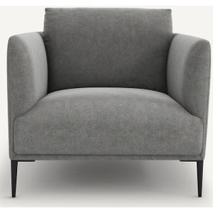 Fauteuil in stonewashed fluweel, Oscar E. Gallina AM.PM. Stonewashed fluweel materiaal. Maten 1-zit. Zwart kleur