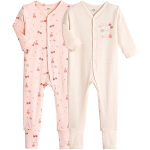 Set van 2 pyjama's in bio katoen LA REDOUTE COLLECTIONS. Katoen materiaal. Maten prema - 45 cm. Roze kleur