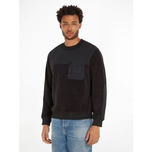 Sweater met ronde hals in fleece CALVIN KLEIN JEANS. Polyester materiaal. Maten S. Zwart kleur