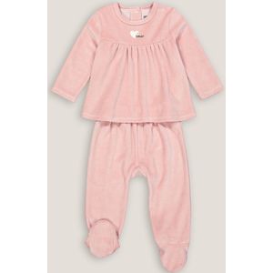 2-delige pyjama met voetjes in fluweel LA REDOUTE COLLECTIONS. Katoen materiaal. Maten 3 jaar - 94 cm. Roze kleur