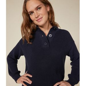 Trui met schipperskraag in grof tricot PETIT BATEAU. Katoen materiaal. Maten XS. Blauw kleur