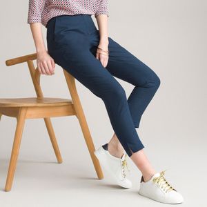 Rechte 7/8 broek, linnen en katoen ANNE WEYBURN. Linnen materiaal. Maten 38 FR - 34 EU. Blauw kleur