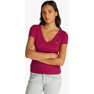 T-shirt met V-hals en logo TOMMY JEANS. Katoen materiaal. Maten S. Rood kleur