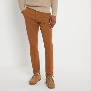 Chino broek, slim snit LA REDOUTE COLLECTIONS. Katoen materiaal. Maten 38 FR - 42 EU. Kastanje kleur