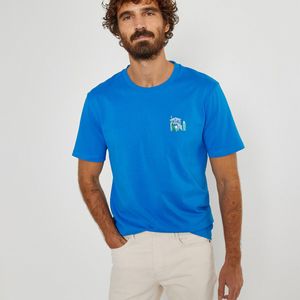 T-shirt met borduursel en korte mouwen LA REDOUTE COLLECTIONS. Katoen materiaal. Maten XL. Blauw kleur