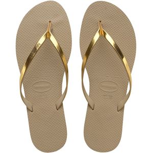 Teenslippers Metallic HAVAIANAS. Polyurethaan materiaal. Maten 41/42. Geel kleur