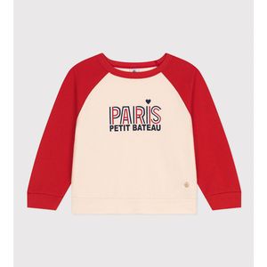 Sweater in molton PETIT BATEAU. Katoen materiaal. Maten 8 jaar - 126 cm. Rood kleur