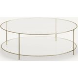 Ronde salontafel in gehard glas, Sybil AM.PM. Glas materiaal. Maten één maat. Goudkleur kleur