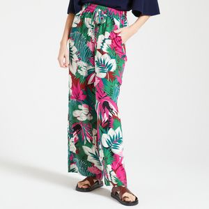 Losse broek met bloemenprint RAMILEO BALOO DES PETITS HAUTS. Viscose materiaal. Maten 40 FR - 38 EU. Groen kleur