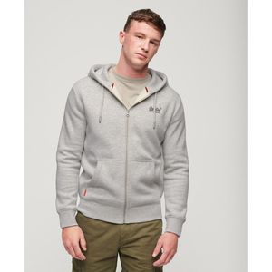 Zip-up hoodie logo Essential SUPERDRY. Katoen materiaal. Maten XXL. Grijs kleur