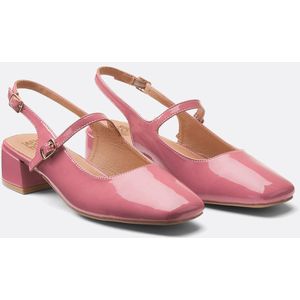 Gelakte ballerina's met kleine hak LA REDOUTE COLLECTIONS. Polyurethaan materiaal. Maten 40. Roze kleur