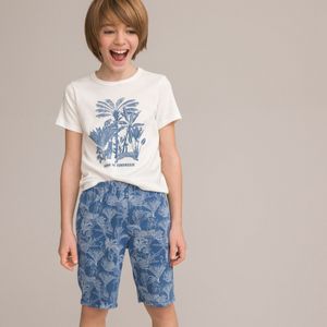 Pyjashort met palmboomprint LA REDOUTE COLLECTIONS. Katoen materiaal. Maten 5 jaar - 108 cm. Blauw kleur