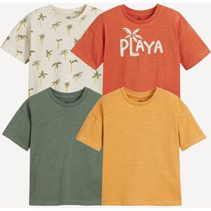Set van 4 T-shirts met ronde hals en palmbomenmotief LA REDOUTE COLLECTIONS. Katoen materiaal. Maten 18 mnd - 81 cm. Multicolor kleur
