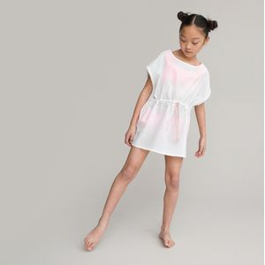 Blouse met ronde hals, pomponsafwerking LA REDOUTE COLLECTIONS. Katoen materiaal. Maten 4 jaar - 102 cm. Beige kleur