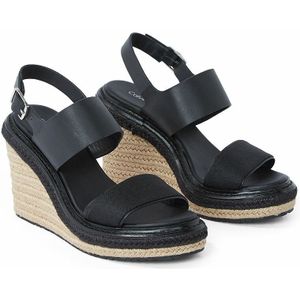 Sandalen met sleehak, in leer. CALVIN KLEIN JEANS. Leer materiaal. Maten 39. Zwart kleur