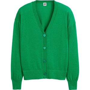 Gebreid vest met V-hals, soepel tricot LA REDOUTE COLLECTIONS. Polyester materiaal. Maten S. Groen kleur