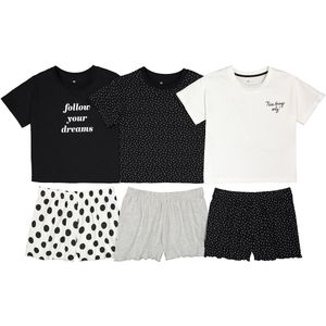 LA REDOUTE COLLECTIONS - Set van 3 Pyjashorts - Wit - Mêleegrijs - Zwart - Katoen
