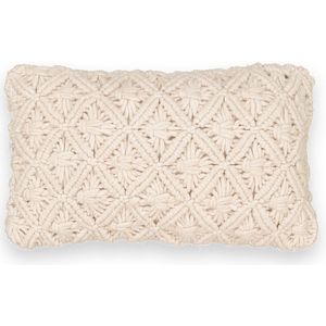 Kussenhoes in macramé THERA LA REDOUTE INTERIEURS.  materiaal. Maten 50 x 30 cm. Beige kleur