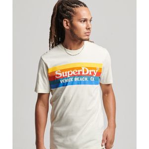 Bedrukt T-shirt met korte mouwen en ronde hals SUPERDRY. Katoen materiaal. Maten S. Beige kleur