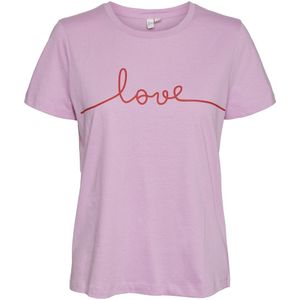 T-shirt met tekst VERO MODA. Katoen materiaal. Maten XS. Roze kleur