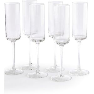 Set van 6 champagneglazen in geribbeld glas, Stria LA REDOUTE INTERIEURS. Glas materiaal. Maten één maat. Andere kleur