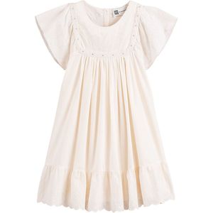 Geborduurde jurk in katoen, korte mouwen EMILE & IDA X LA REDOUTE. Katoen materiaal. Maten 5 jaar - 108 cm. Beige kleur