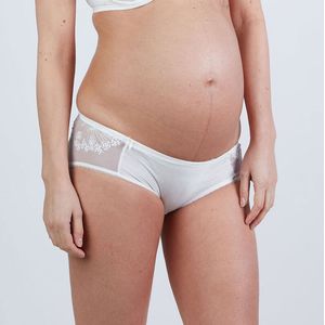 Shorty lage taille, zwangerschap, Louise CACHE COEUR. Polyamide materiaal. Maten L. Wit kleur