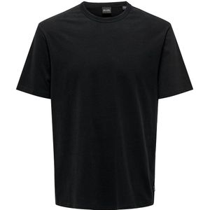 Recht T-shirt met ronde hals Mart ONLY & SONS. Katoen materiaal. Maten XS. Zwart kleur
