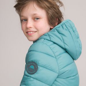 Lichte donsjas met kap LA REDOUTE COLLECTIONS. Polyester materiaal. Maten 12 jaar - 150 cm. Blauw kleur