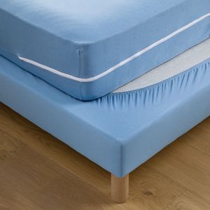 Matrashoes in jersey, anti-mijt LA REDOUTE INTERIEURS.  materiaal. Maten 80 x 190 cm. Blauw kleur