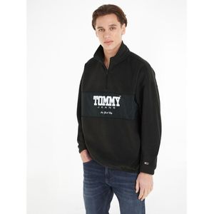 Losse fleece met halve rits TOMMY JEANS. Polyester materiaal. Maten S. Zwart kleur