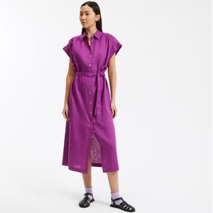 Linnen jurk met korte mouwen Signature Heloïse LA REDOUTE COLLECTIONS. Linnen materiaal. Maten M. Violet kleur