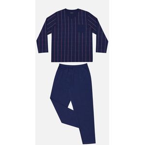 Pyjama shirt met V-hals EMINENCE. Katoen materiaal. Maten M. Blauw kleur