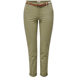 Chino broek met riem ONLY PETITE. Katoen materiaal. Maten 34 FR - 32 EU - Lengte 28. Groen kleur