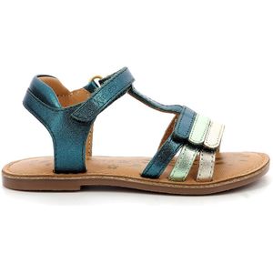 Sandalen in leer Diamanto, klittenband KICKERS. Leer materiaal. Maten 35. Groen kleur