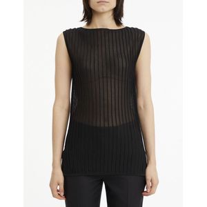 Trui met boothals in fijn tricot CALVIN KLEIN. Modal materiaal. Maten S. Zwart kleur