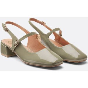 Gelakte ballerina's met kleine hak LA REDOUTE COLLECTIONS. Polyurethaan materiaal. Maten 38. Groen kleur