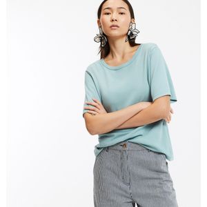 T-shirt met ronde hals en korte mouwen LA REDOUTE COLLECTIONS. Katoen materiaal. Maten XXL. Groen kleur
