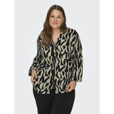 Bedrukte blouse met lange mouwen ONLY CARMAKOMA. Viscose materiaal. Maten 46 FR - 44 EU. Zwart kleur