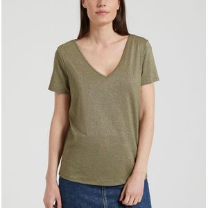 T-shirt met korte mouwen en V-hals VILA. Viscose materiaal. Maten S. Groen kleur