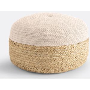 Bicolor poef in jute Popayan LA REDOUTE INTERIEURS. Katoen materiaal. Maten één maat. Beige kleur