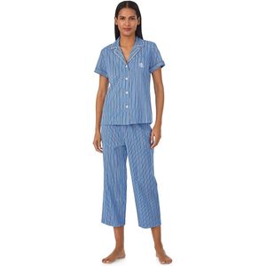 Pyjama met korte mouwen en pantacourt LAUREN RALPH LAUREN. Katoen materiaal. Maten L. Blauw kleur