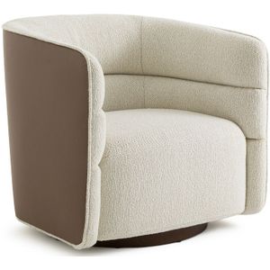 Draaibare fauteuil in twee stoffen, Andrew AM.PM. Polyester materiaal. Maten één maat. Beige kleur