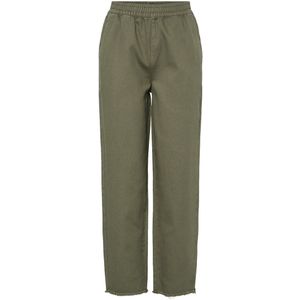 Rechte broek met frons, hoge taille PIECES. Katoen materiaal. Maten XL. Groen kleur