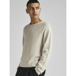 Lichte trui met ronde hals in gestructureerd tricot JACK & JONES. Katoen materiaal. Maten M. Beige kleur