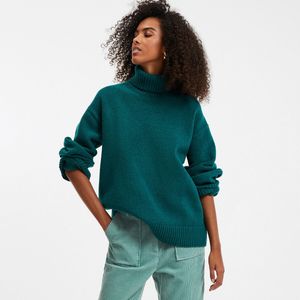 Trui met rolkraag in donzig tricot LA REDOUTE COLLECTIONS. Polyester materiaal. Maten XXL. Groen kleur