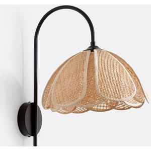 Lola - Wandlamp - Beige/Naturel/Zwart - Metaal/Rotan