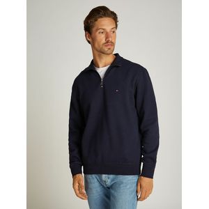 Sweater met halve rits, in fleece TOMMY HILFIGER. Katoen materiaal. Maten XL. Blauw kleur