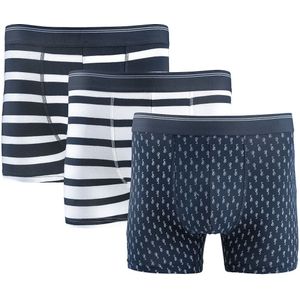 Set van 3 bedrukte boxershorts LA REDOUTE COLLECTIONS. Bio katoen materiaal. Maten S. Blauw kleur